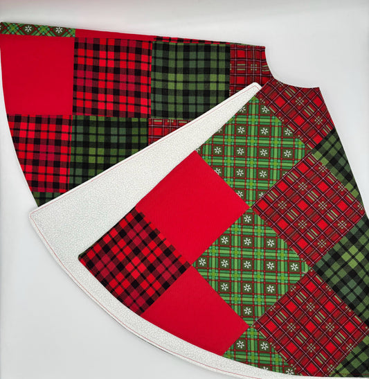 Red & Green Patchwork Tree Skirt