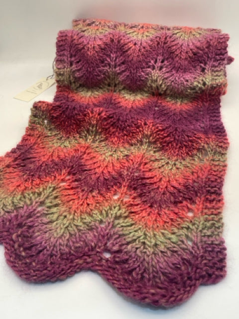 Wool Plum Multi-Color Lace knit Scarf