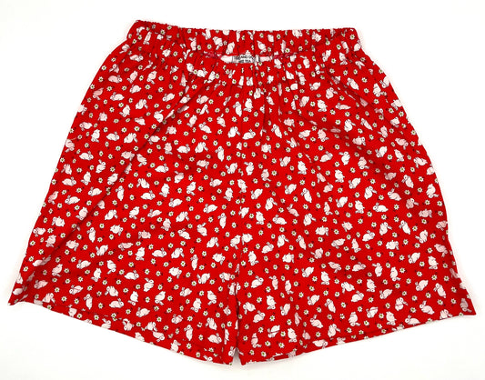 3 Y Shorts - Red w/Bunnies Vintage Print