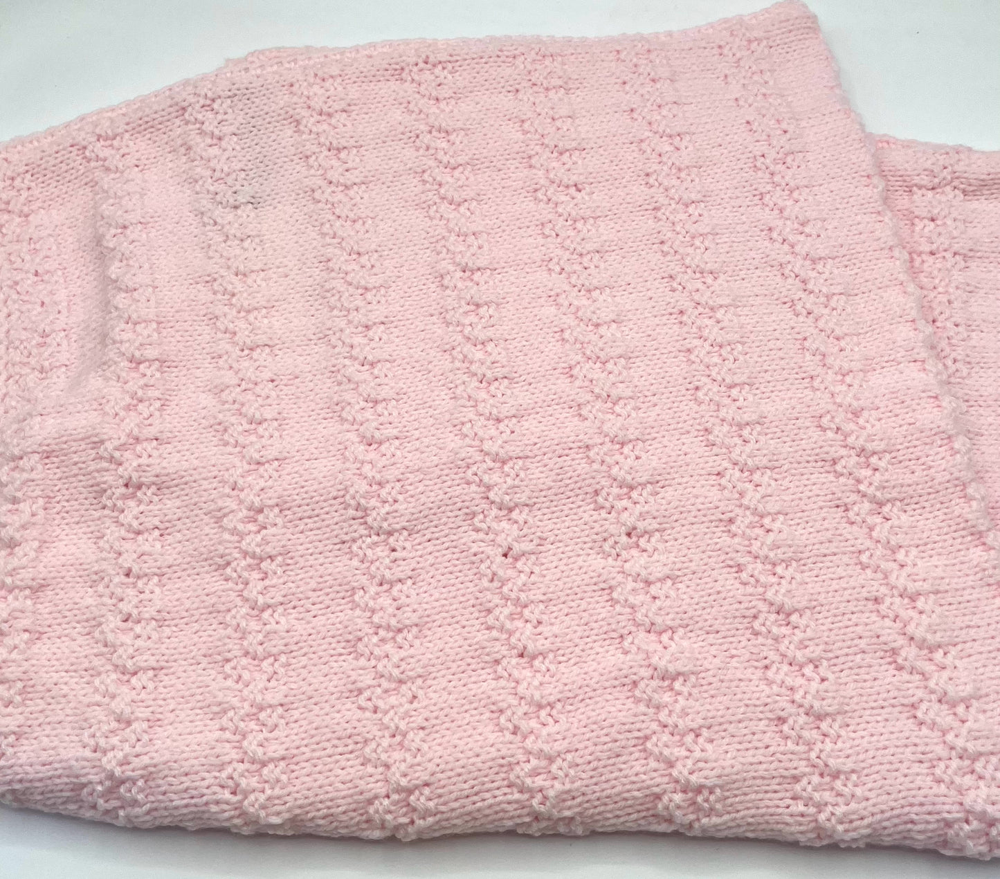 Pink Striped Acrylic Knit Blanket