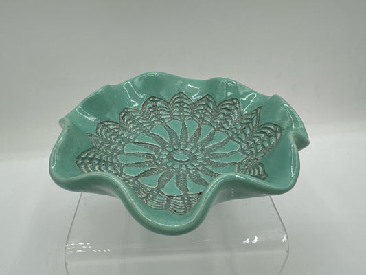 Tiny Wavy Footed Dish in Tuquoise