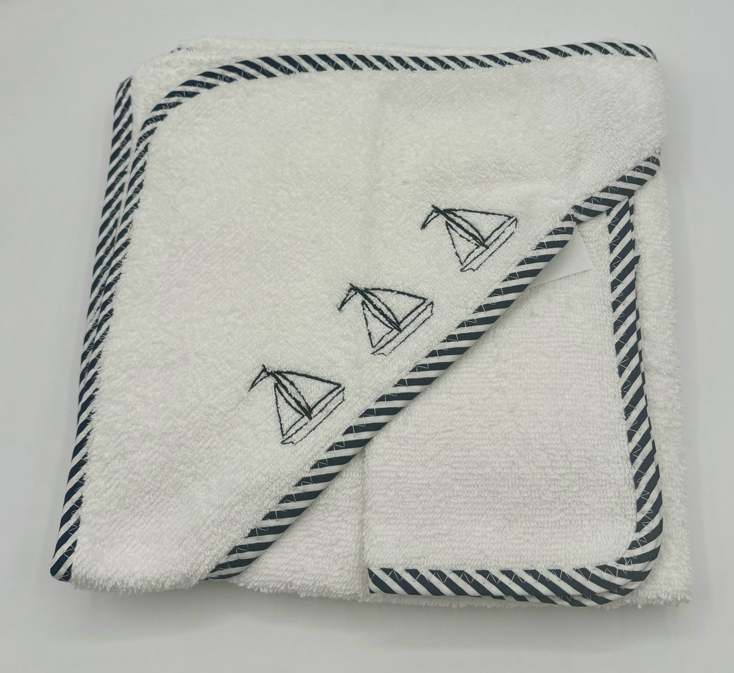 Baby Hooded Towel & Washcloth Embroidered