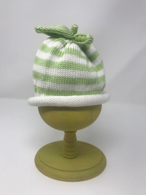 0-3 M Green & White Stripe Cotton Knit Sweet Pea Hat