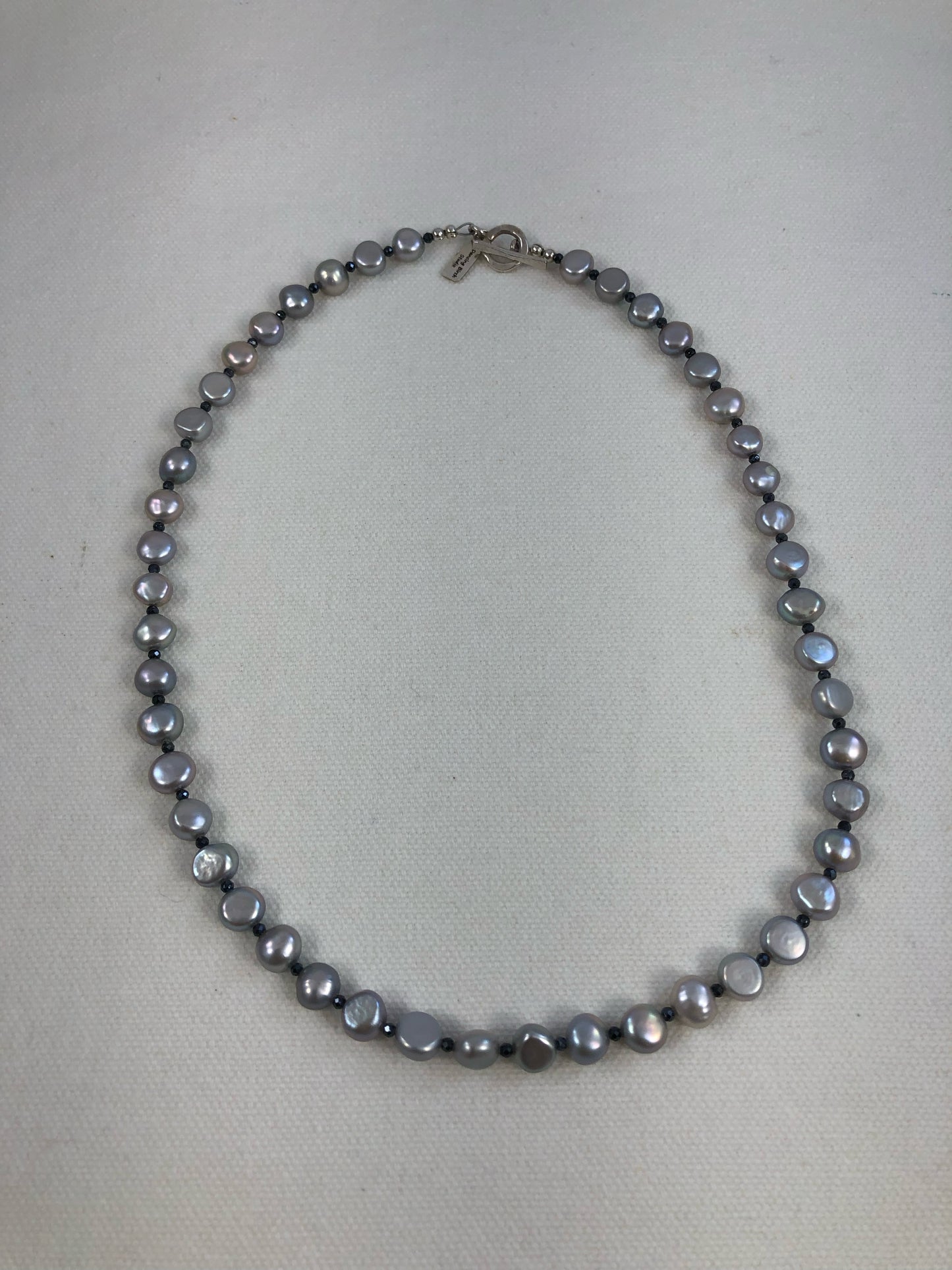 Silver Pearl, Black Mystci Spinel, Hill Tribe Silver Necklace