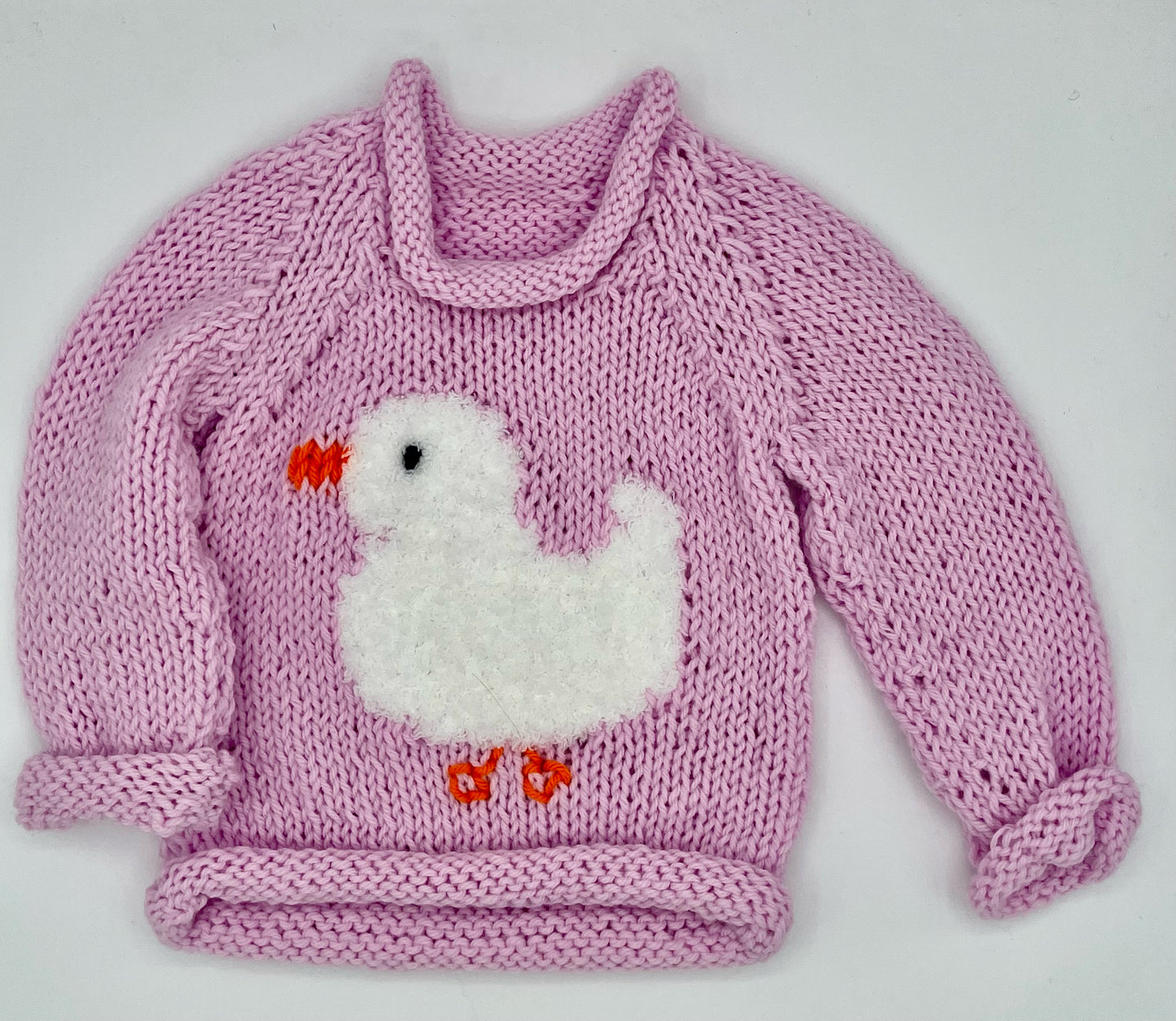 12 M Pink Acrylic Sweater with White Chick