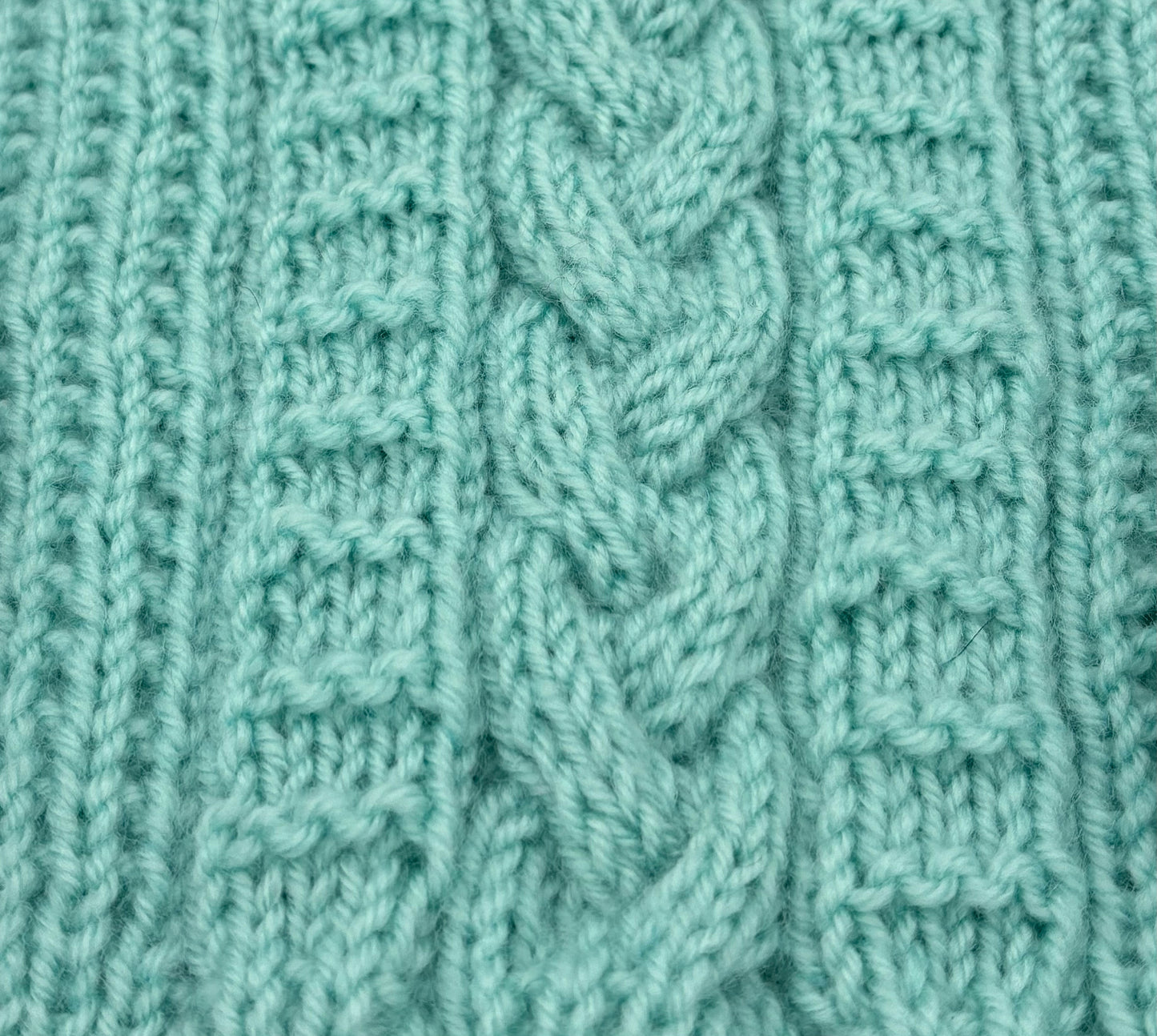 6-12 M Pale Teal Acrylic Aran Knit Pullover