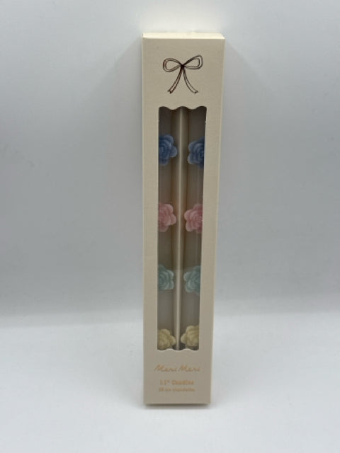 Boxed Set of Two Pastel Flower Taper Candles