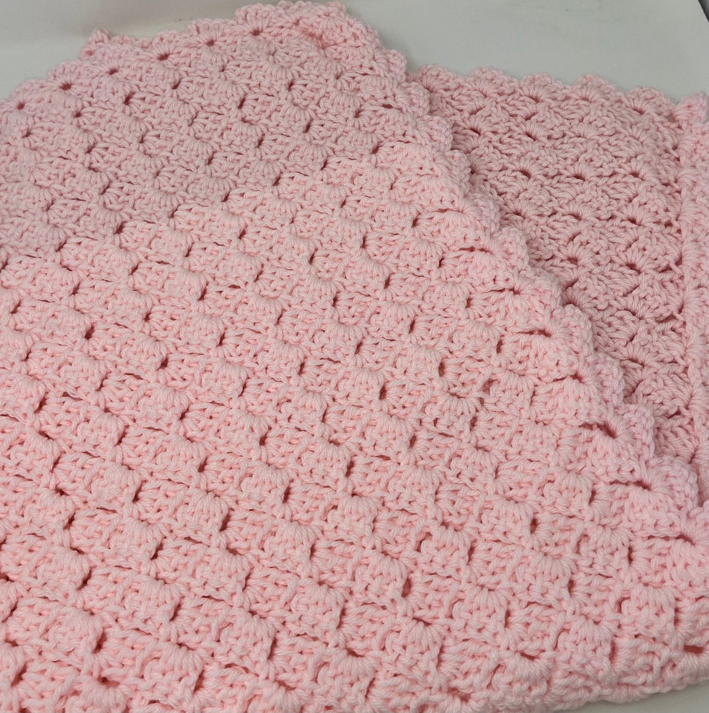 Pink Acrylic Crochet Baby Blanket