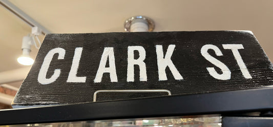 Clark Street Wooden Sign