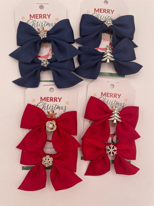 Satin Embellished Hairclip Bow Set