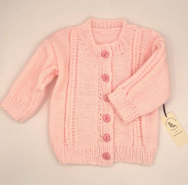 6-12 M Pink Acrylic Knit Cardigan