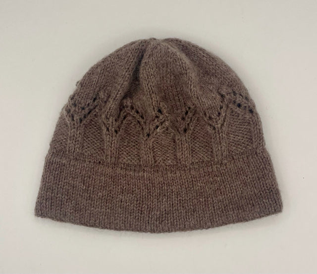 Nutmeg Bobble ZigZag Wool Knit Hat