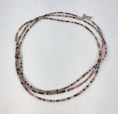 Pink Tourmaline, Watermelon Tourmaline, Silver Pyrite, & Bali Silver Necklace