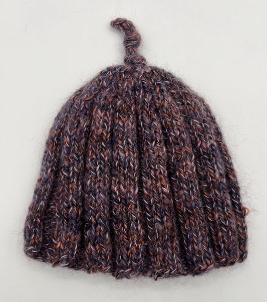 6-12 M Purple Tweed Acrylic Knit Beanie with Knot