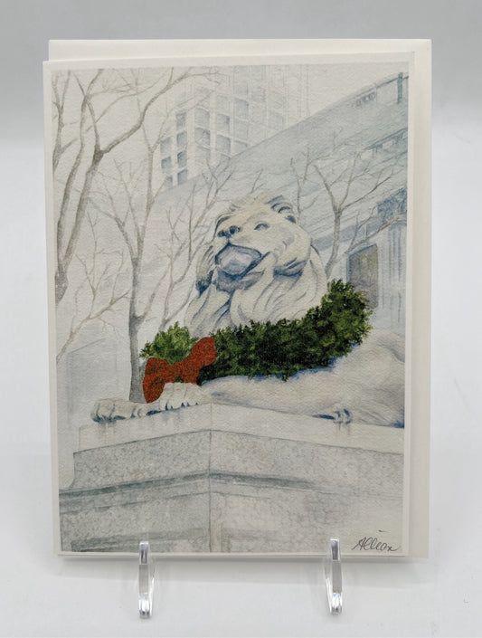 Library Lion Christmas Card