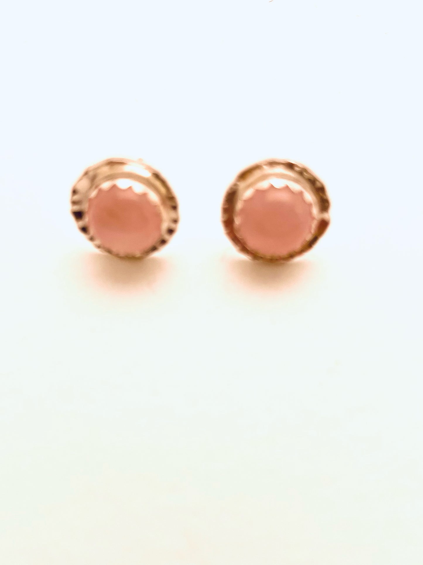 6 mm Silver Disc Studs with Rose Quartz