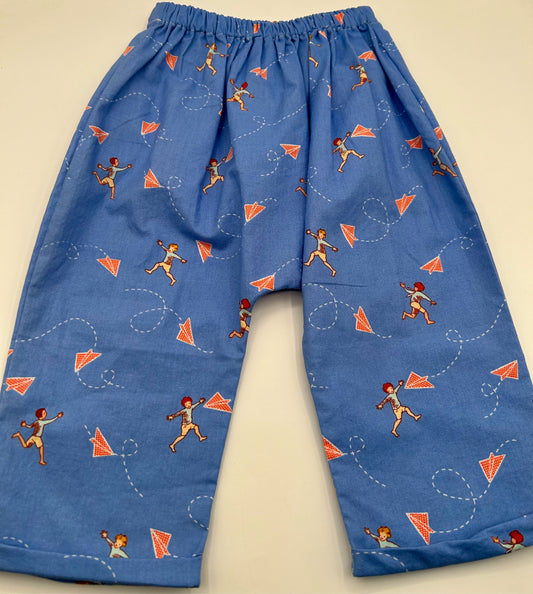 1-2 Y Happy Pants - Blue w/Kites Vintage Material