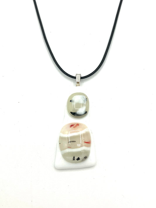 Necklace with Fused Glass Pendant, Small Pendant, White