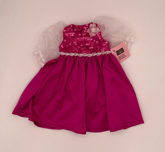 Hot Pink Satin Dress with Pink Sequined Top for 18" Doll