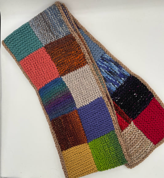 Multi Color Wool Patchwork Knit Scarf