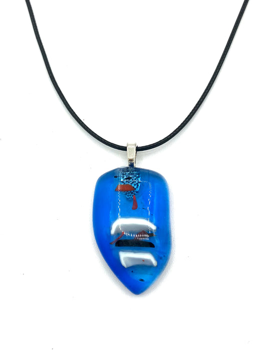 Necklace with  Fused Glass Pendant, Small Pendant, Clear Blue