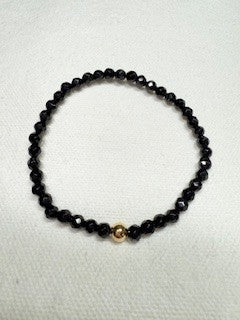 Black Onyx Faceted Bracelet with Gold Filled Bead