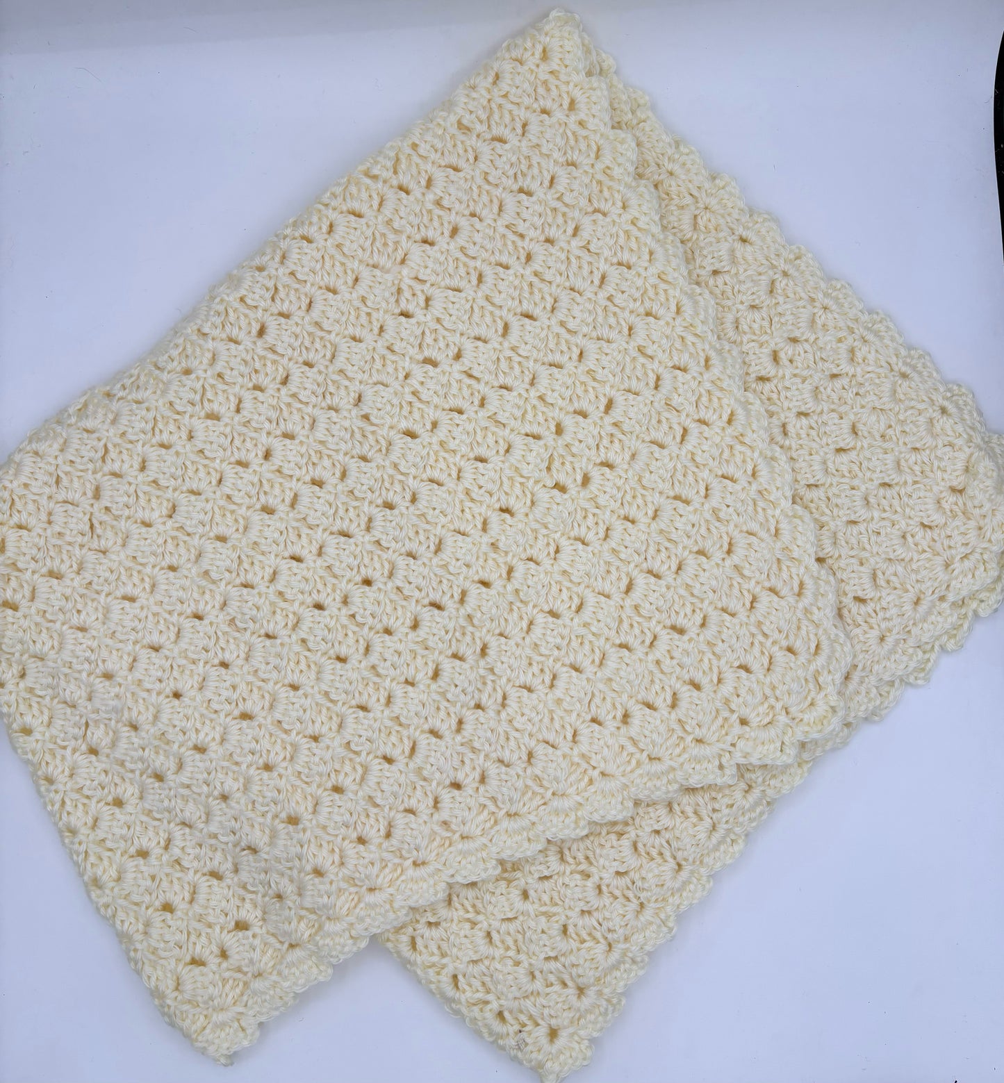 Pale Yellow Acrylic Crochet Baby Blanket