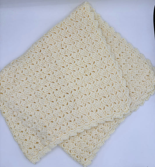 Pale Yellow Acrylic Crochet Baby Blanket