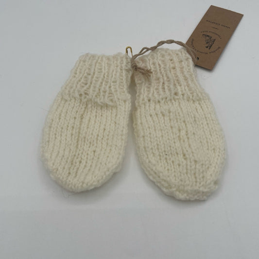 Infant Cream Wool Knit Mits