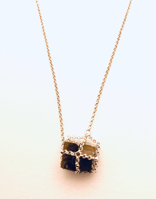 Cube Pyrite Pendant Necklace