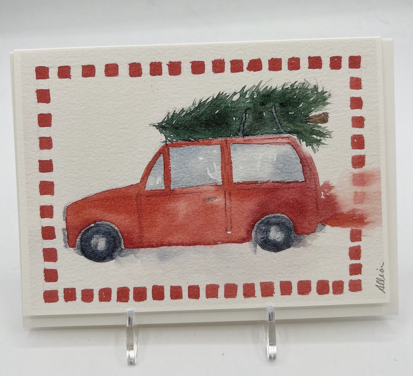 Car With Tree Christmas Card