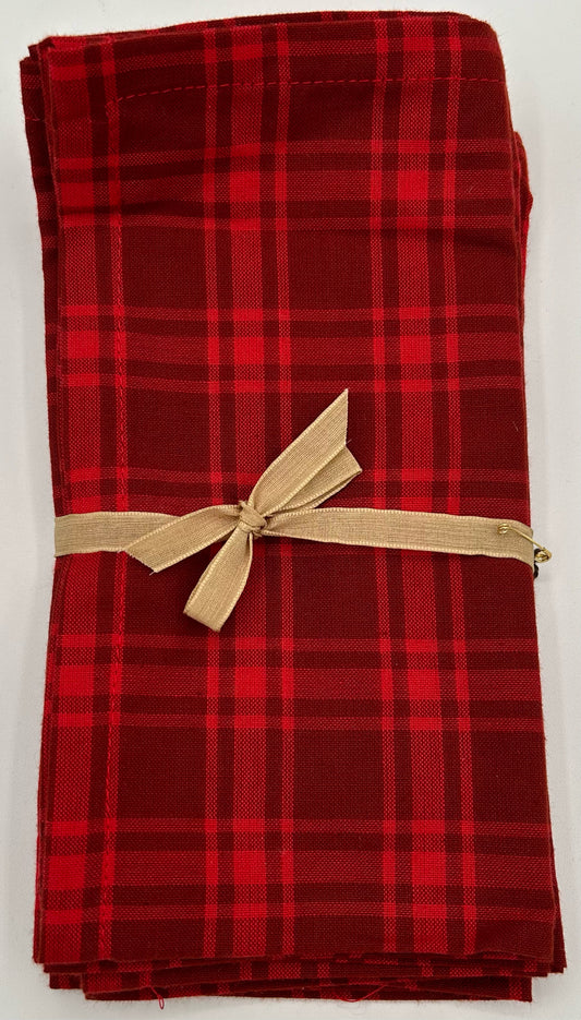 Red Plaid Napkins, Set of 4