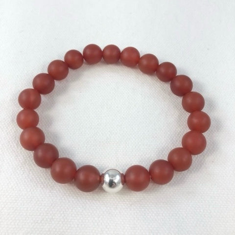 Men's Bracelet,Sardonyx with Sterling Silver Bead