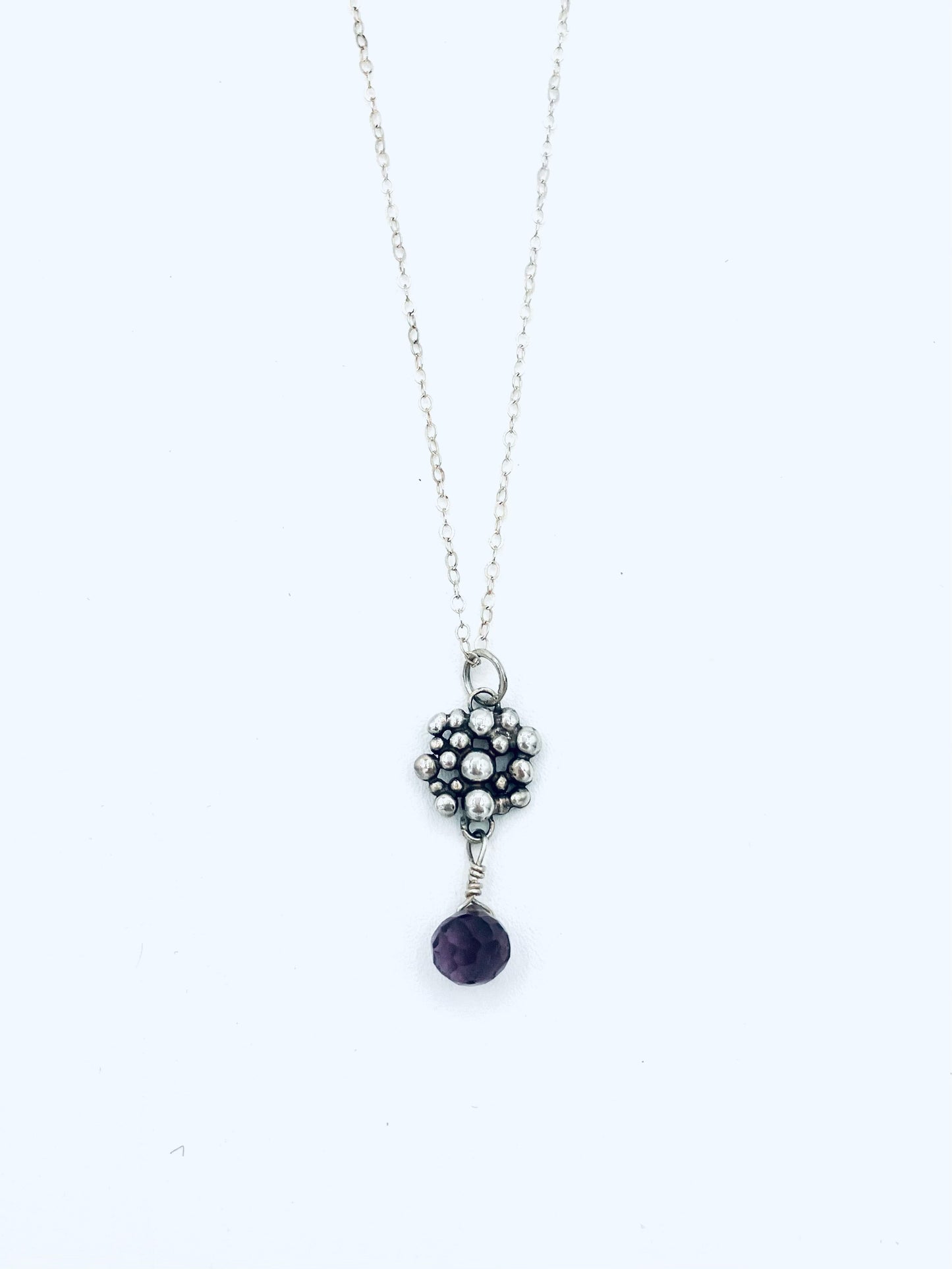 Small Dot Cluster Sterling Amethyst Necklace