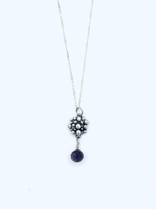 Small Dot Cluster Sterling Amethyst Necklace