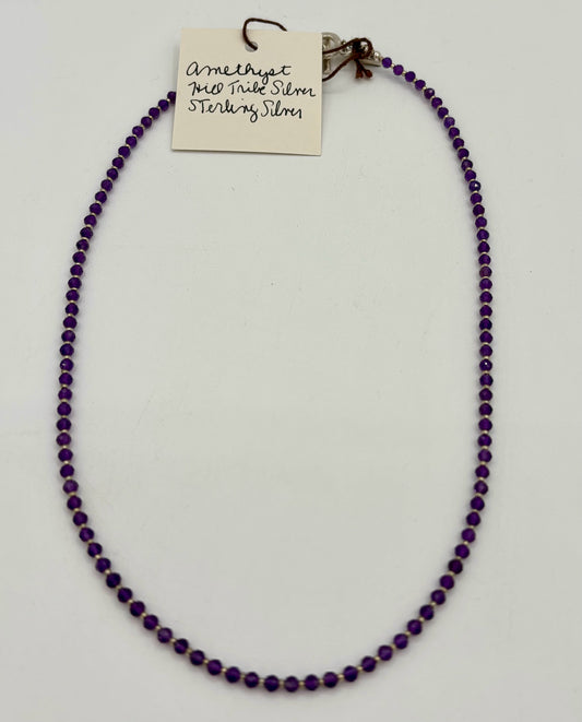 Amethyst Hill Tribe and Sterling Silver Necklace