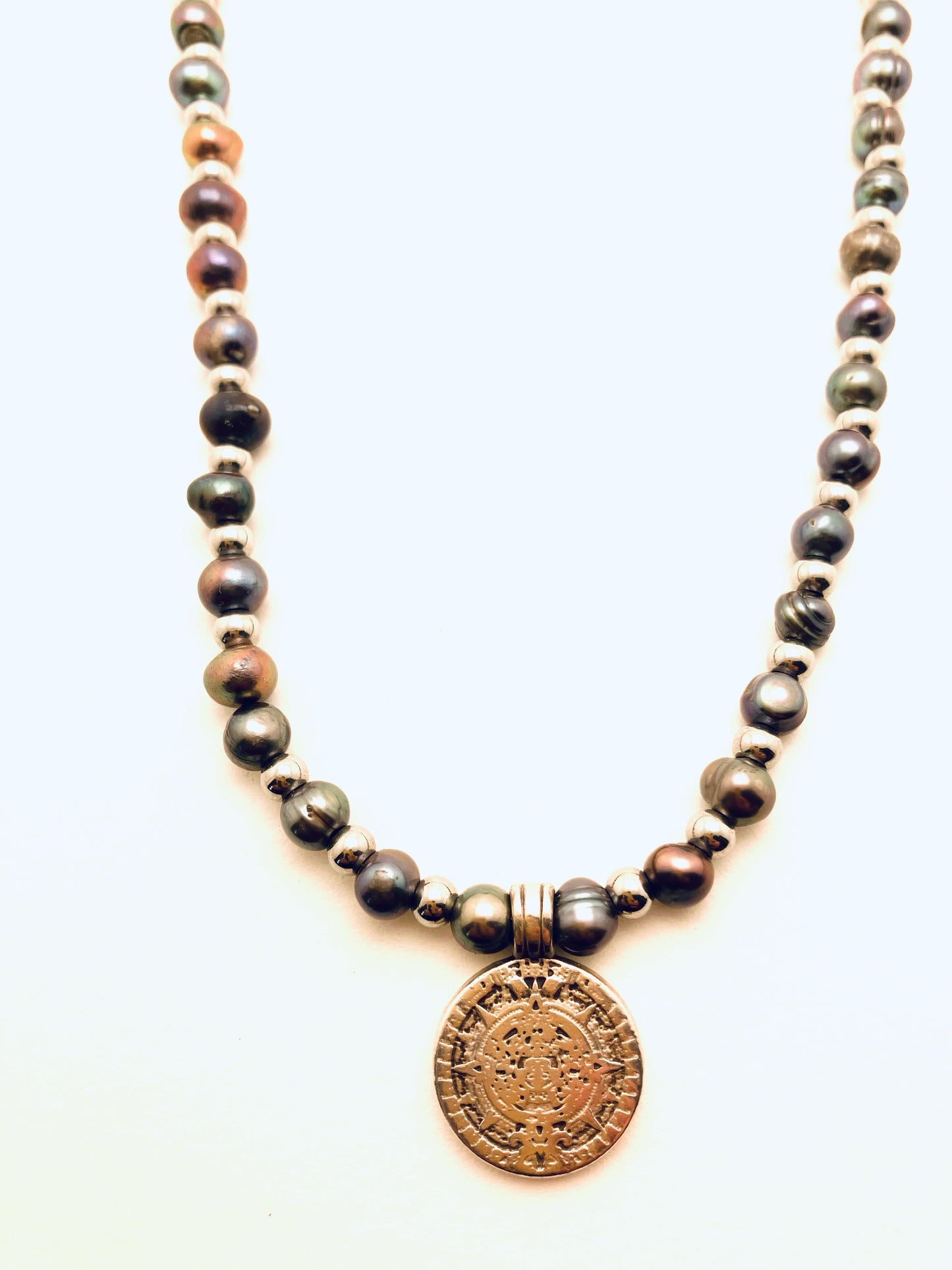 Black Freshwater Pearl Coin Necklace