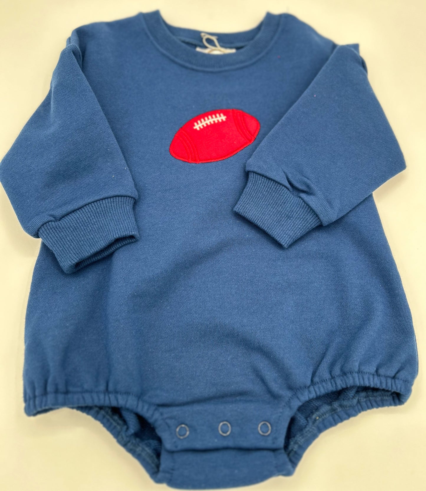 18 M Onesie Sweatshirt Long Sleeve - Navy w/Red Football Applique