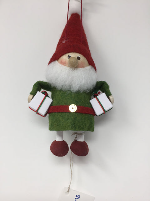 Elf Ornament with Two Gifts