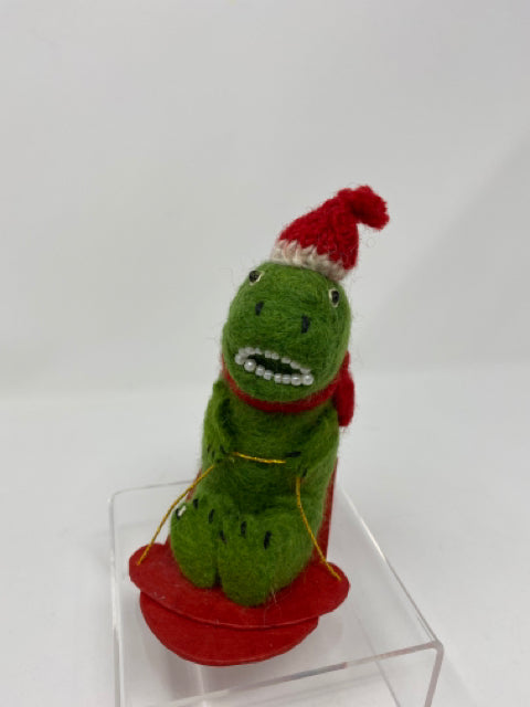 Sledding T-Rex Ornament