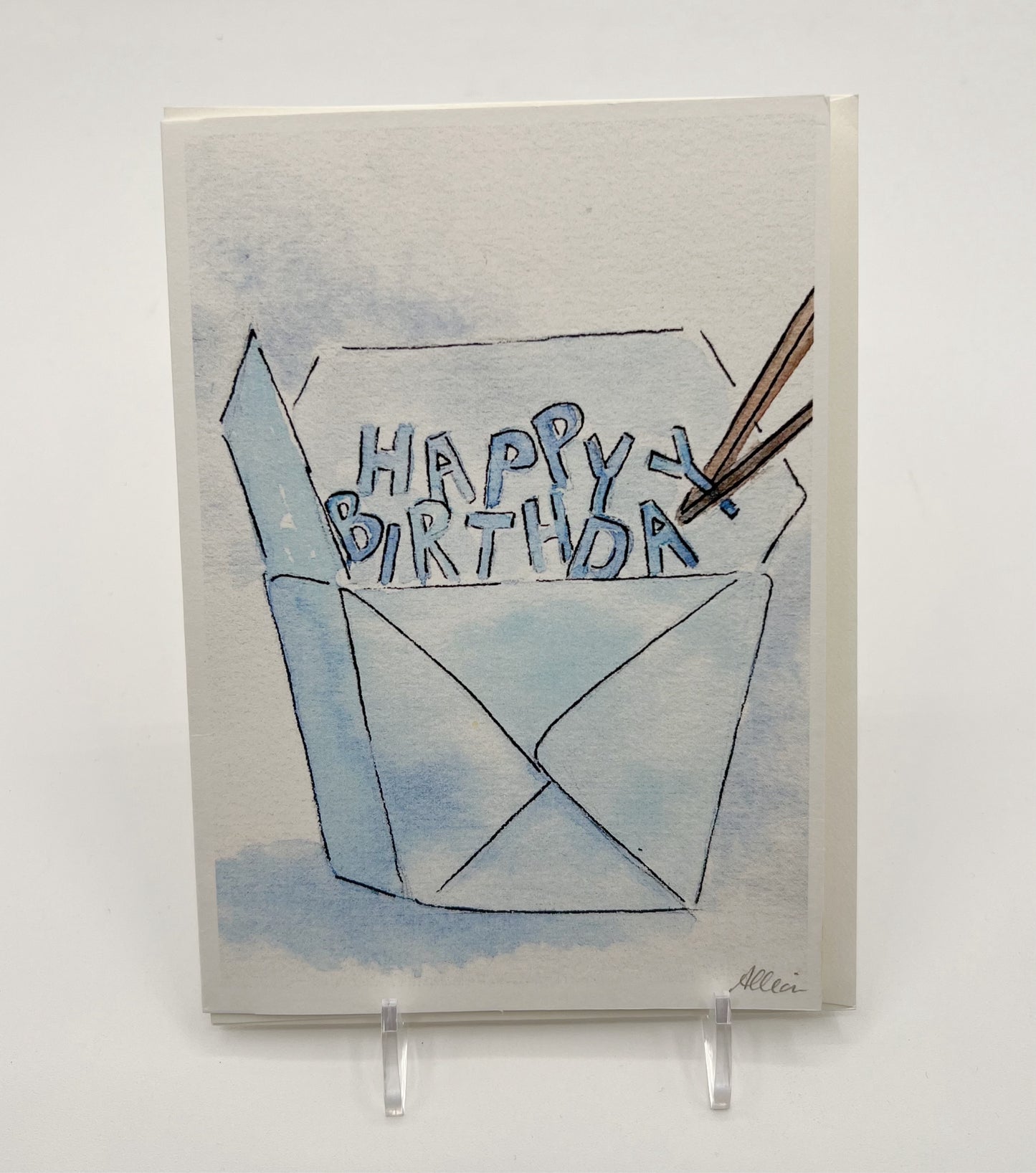 Blue Takeout Birthday Card