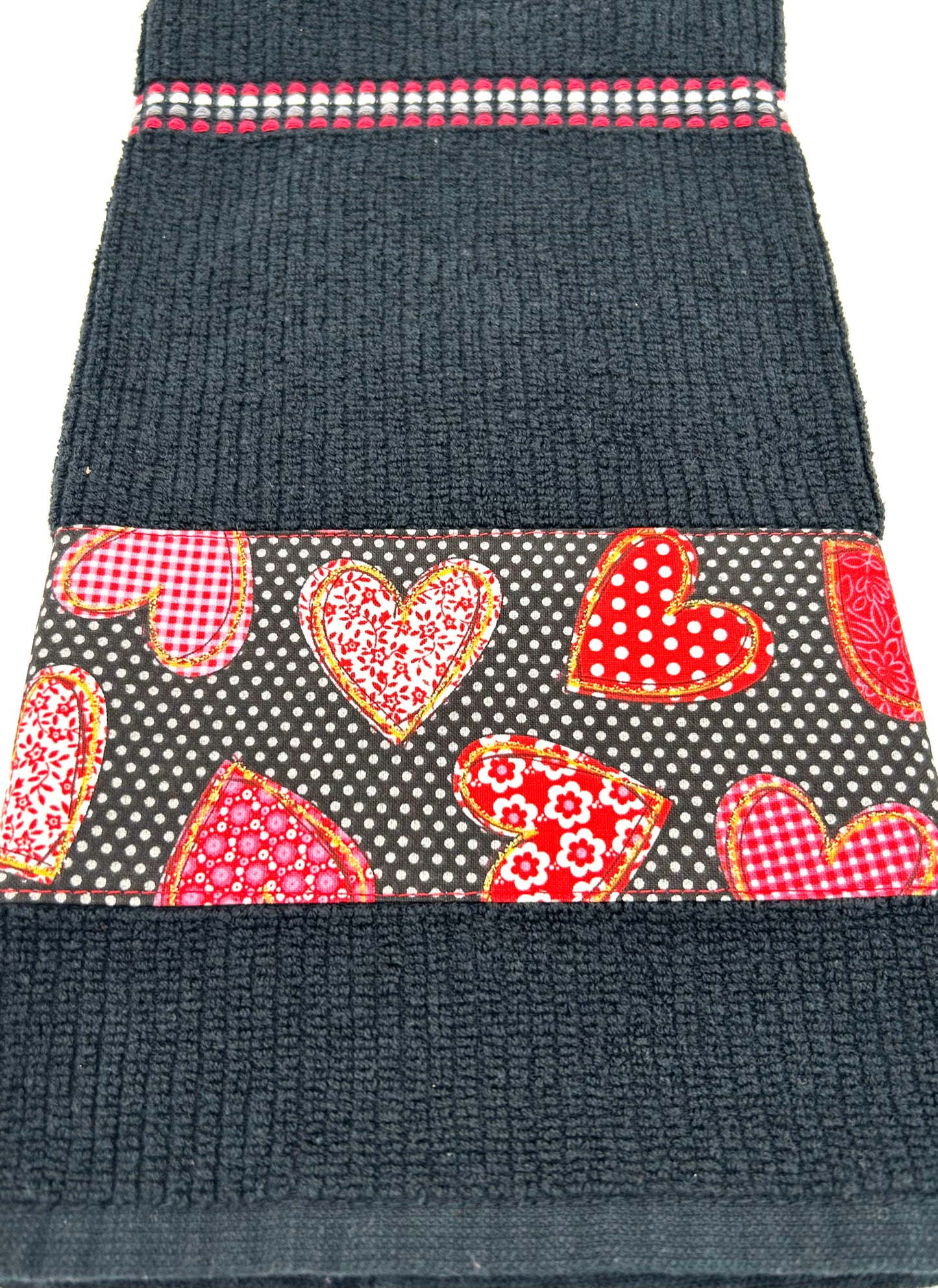 Towel - Black Polka Dot Hearts