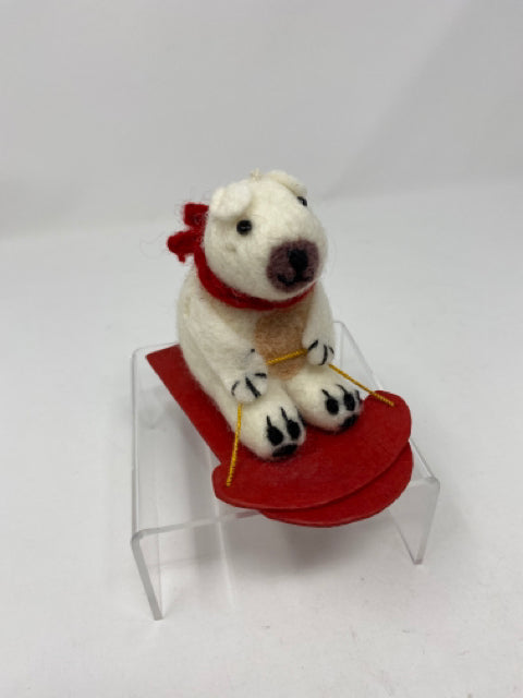 Sledding Polar Bear Ornament