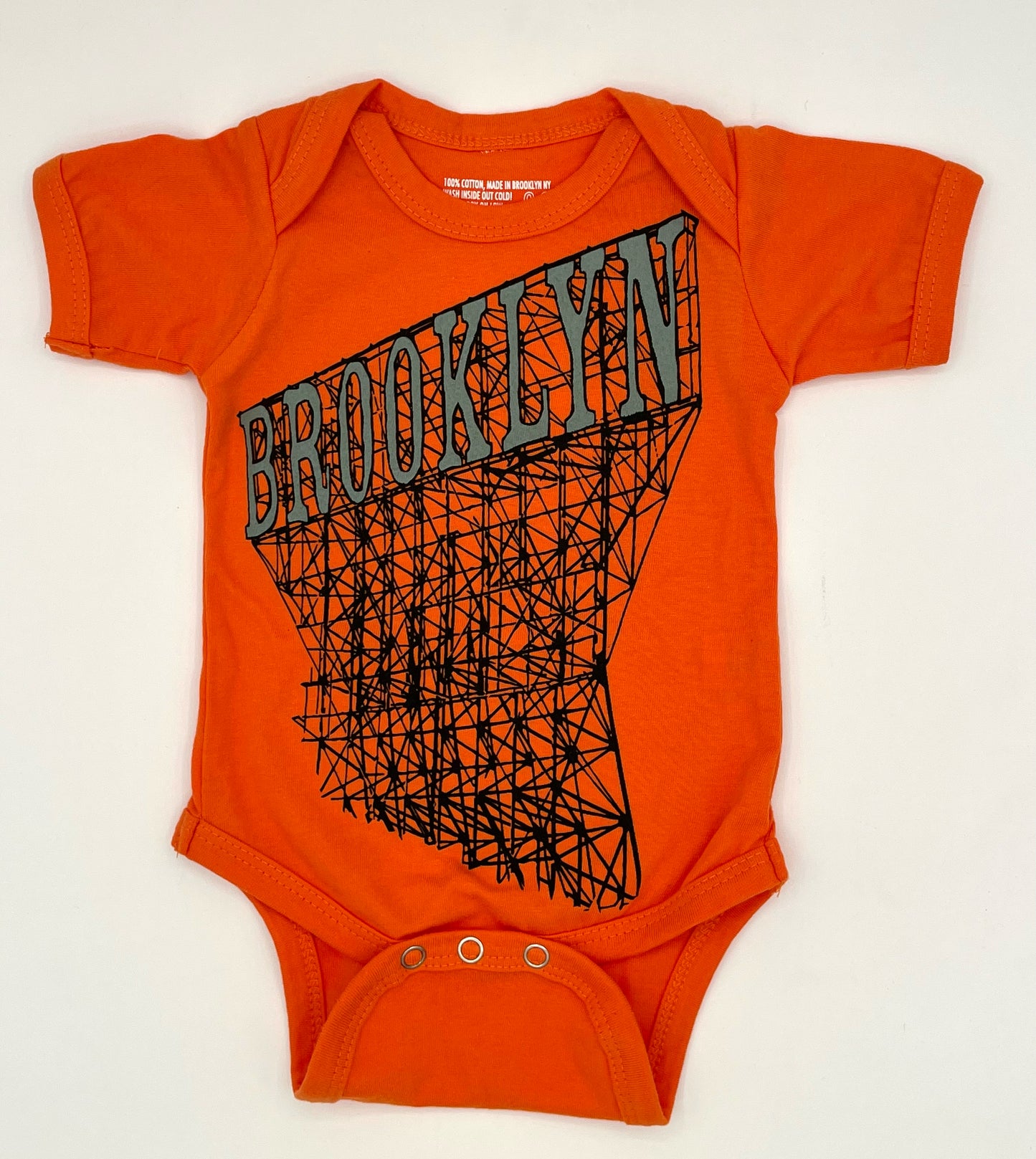 Brooklyn Scaffold Onesie Orange 0-3 months