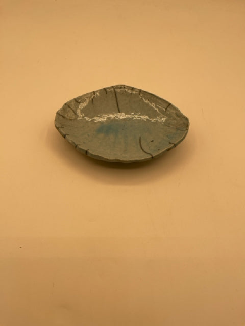 Raku Light Turquoise Blue Shell Shaped Trinket Dish