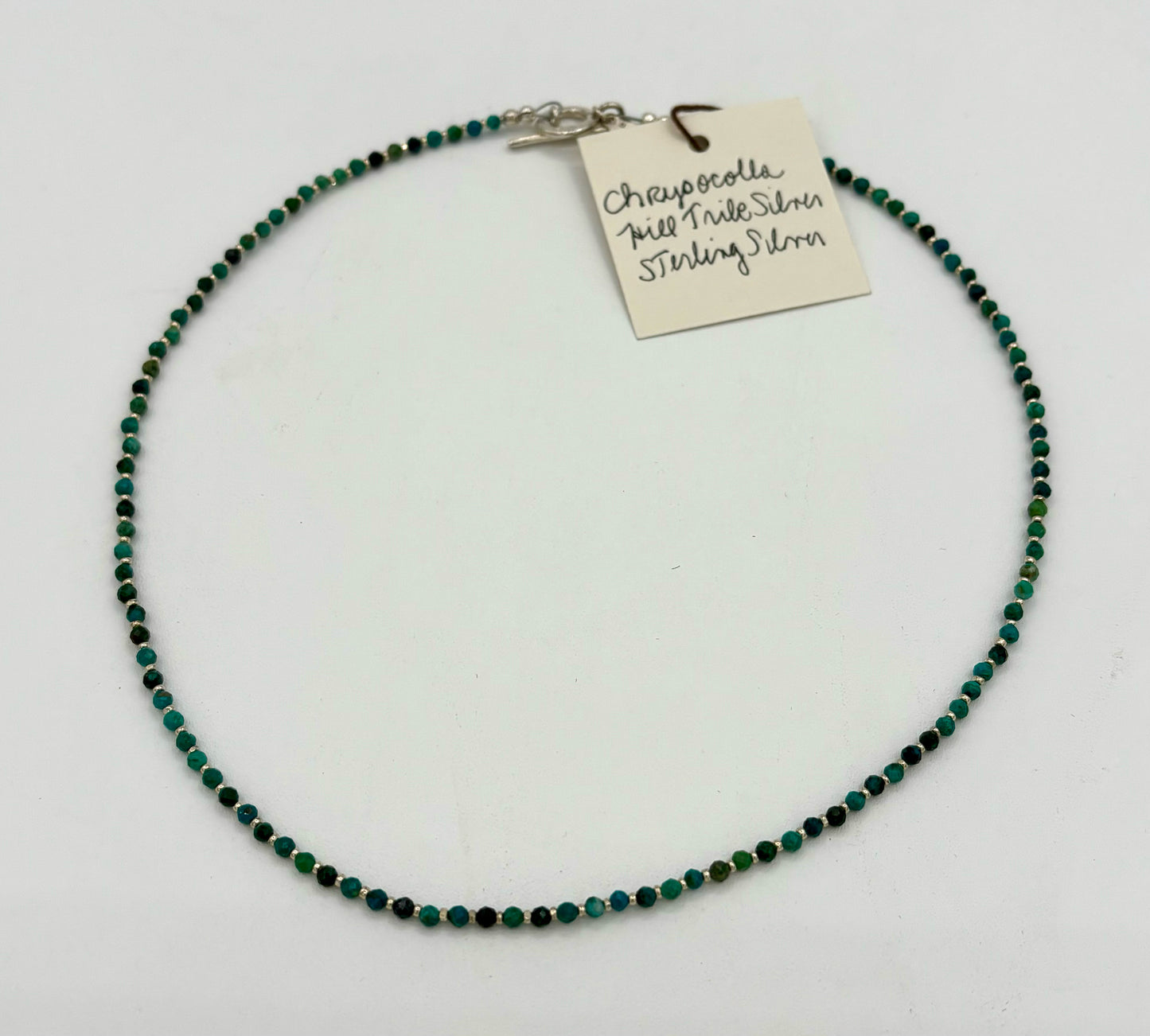 Chrysocolla Hill Tribe and Sterling Silver Necklace