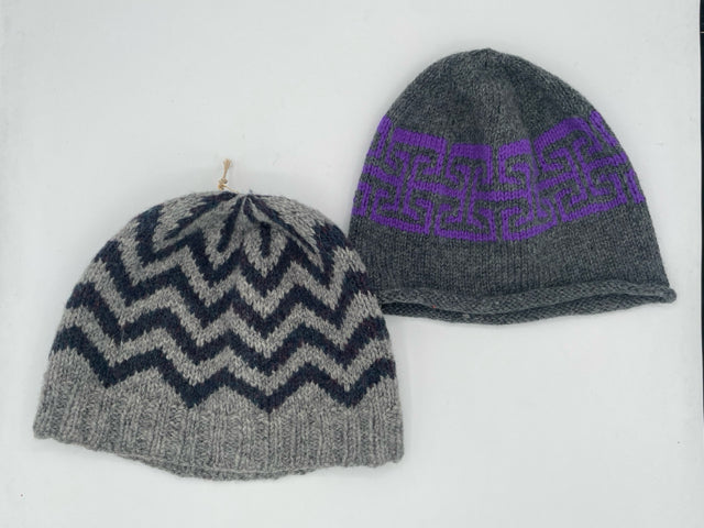 Adult Large Wool Patterned Knit Beanie