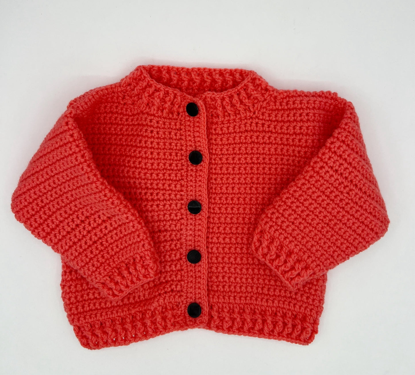 18-24 M Coral Acrylic Crochet Cardigan