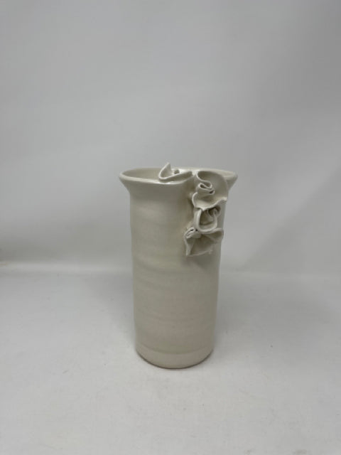 Tall Porcelain Bud Vase with Rim Design