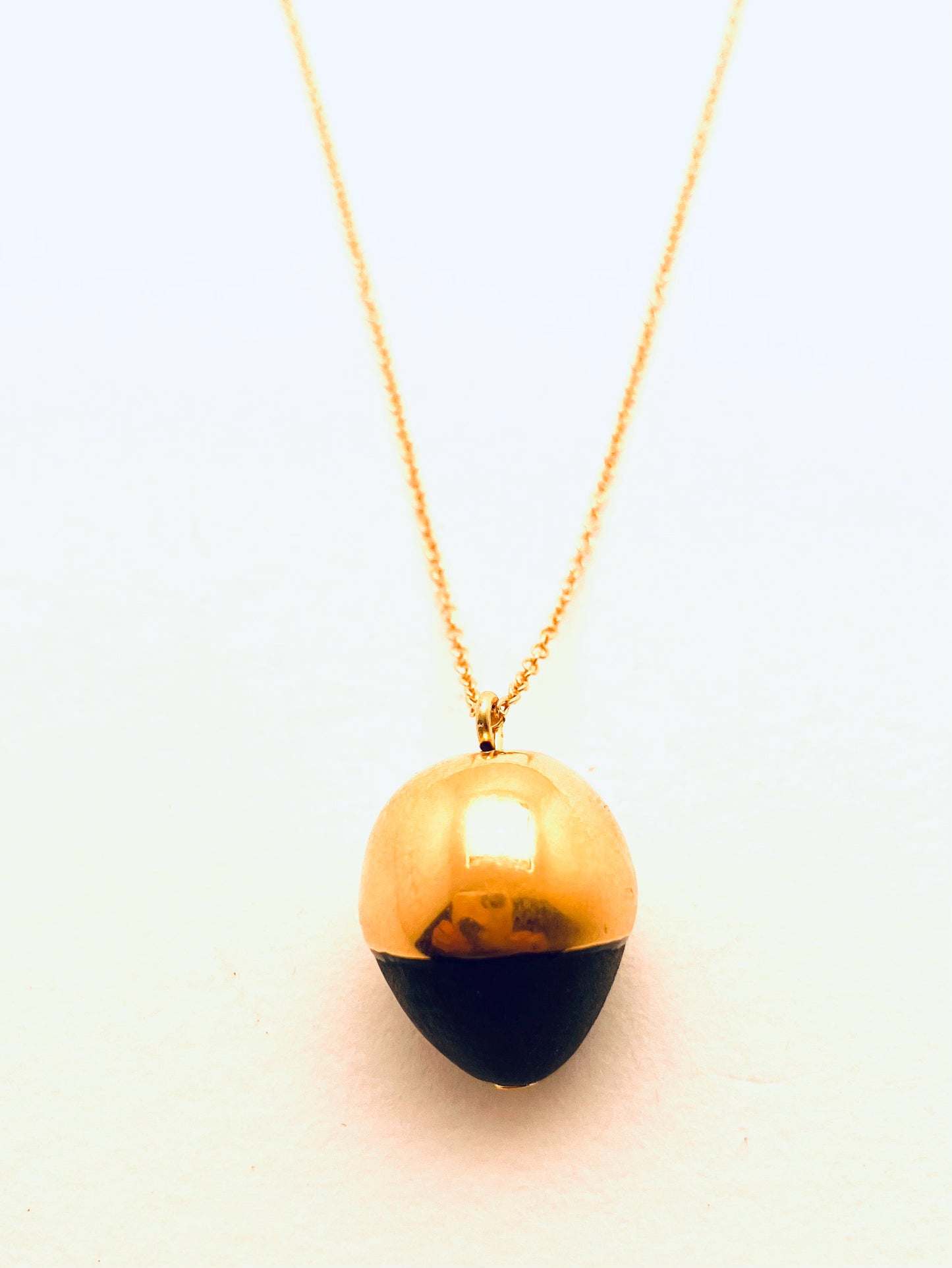 Gold Dipped Acorn Necklace, Teal